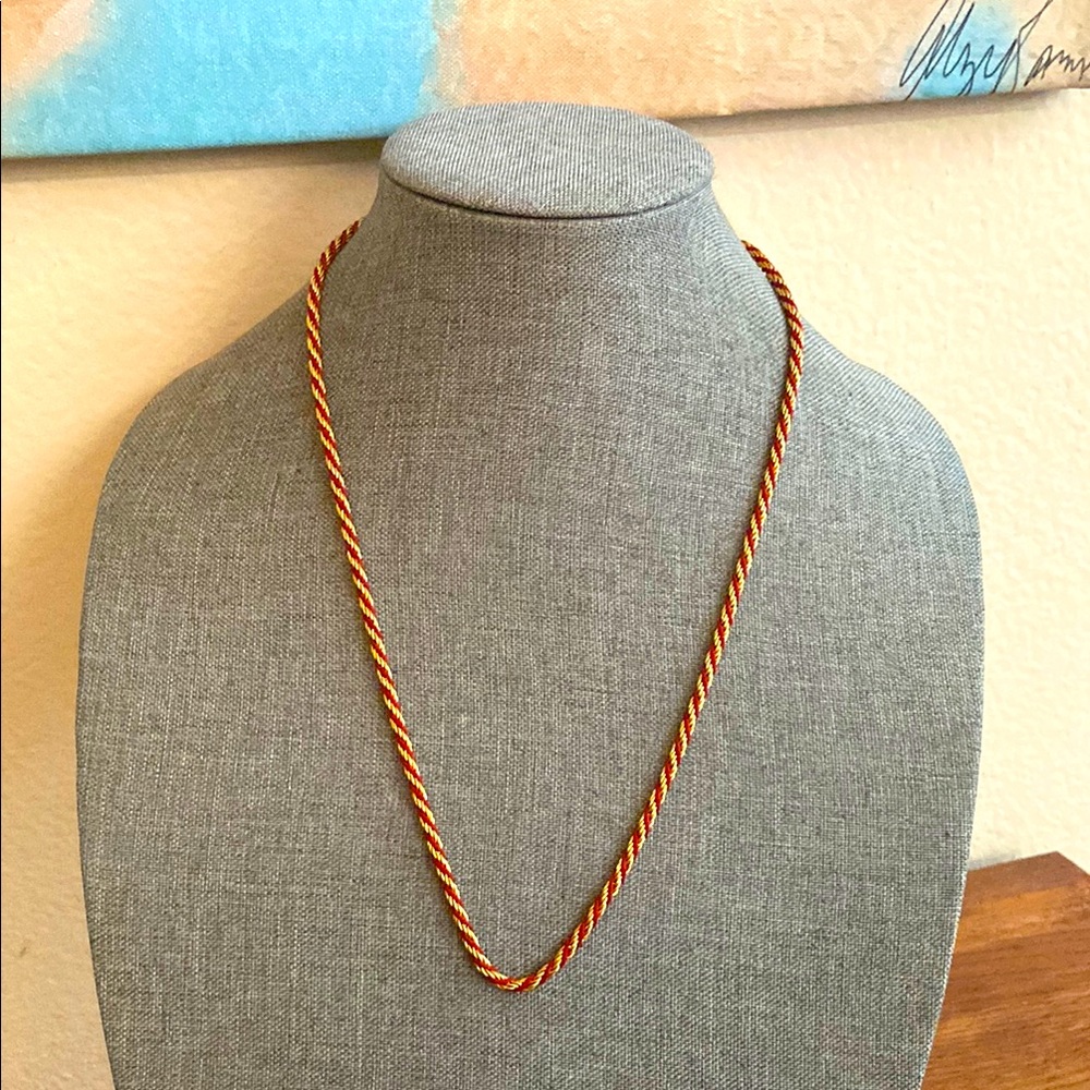Vintage TRIFARI Twisted Gold and Red Necklace